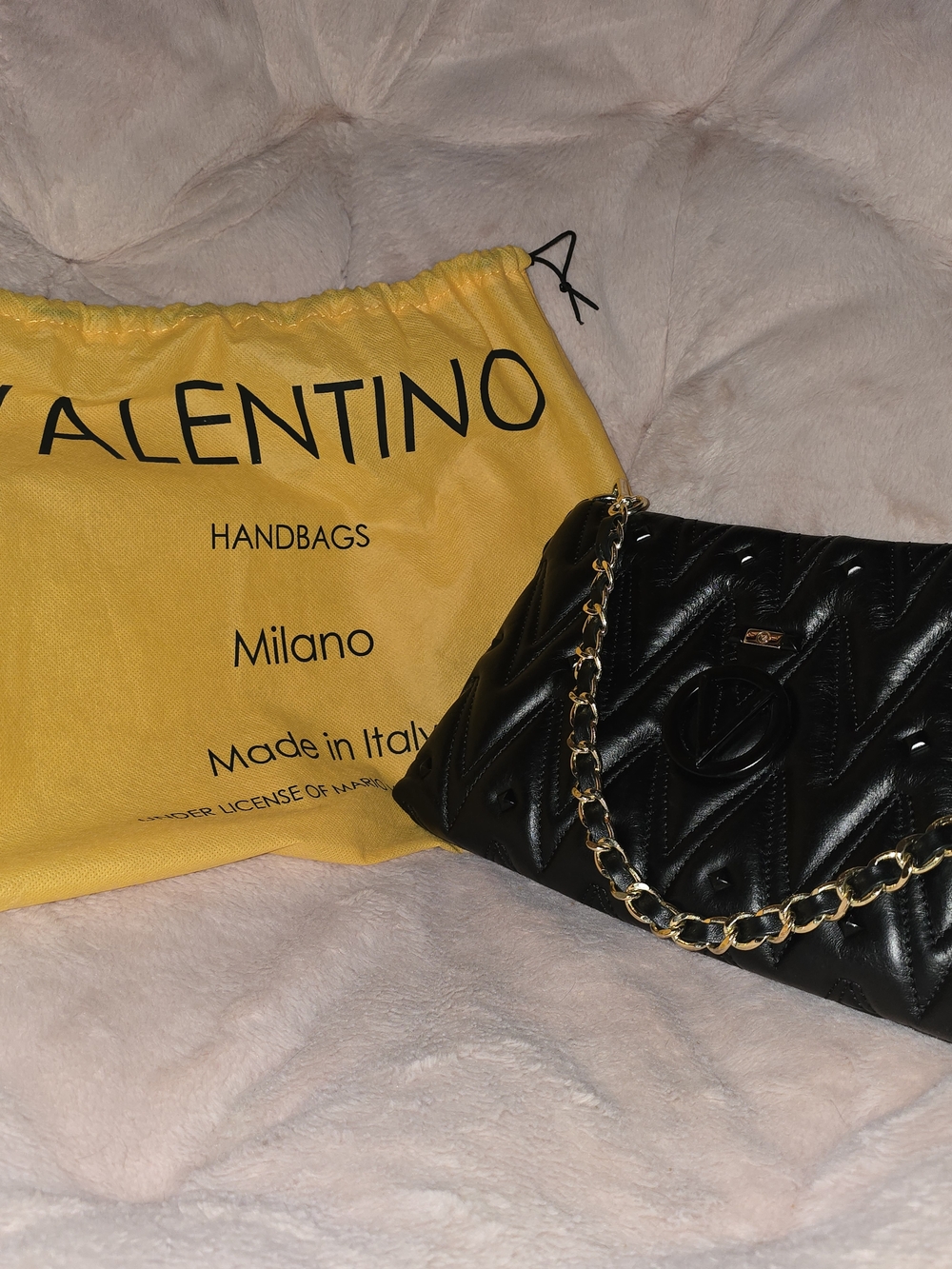 Valentino Black Quilted Chain Shoulder Bag